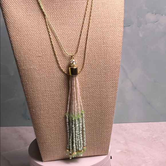 New York & Co Elegant Beaded Tassel Necklace - Picture 6 of 8